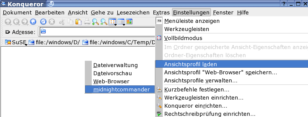 Konqueror mit 2 Fenstern